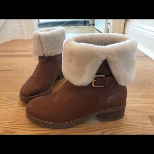 Boden tan fur booties